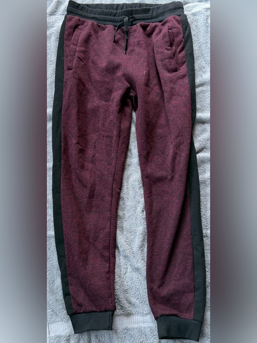 Essentials Burgundy Joggers with Black Side Panels